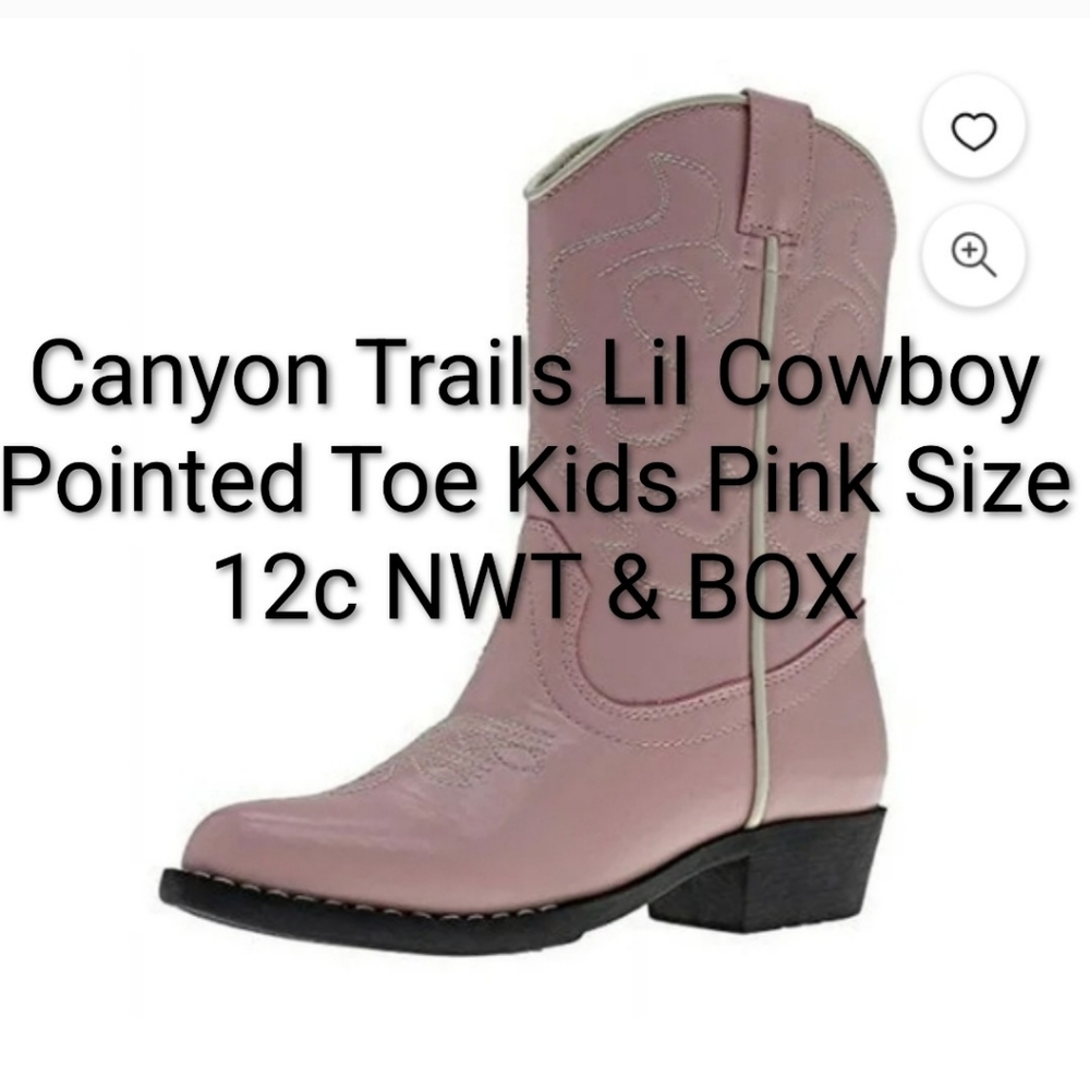 Canyon Trails Lil Cowboy Pointed Toe Kids Pink Size 12c NWT & BOX